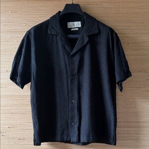 Abercrombie & Fitch Textured Black Casual Button Down Shirt